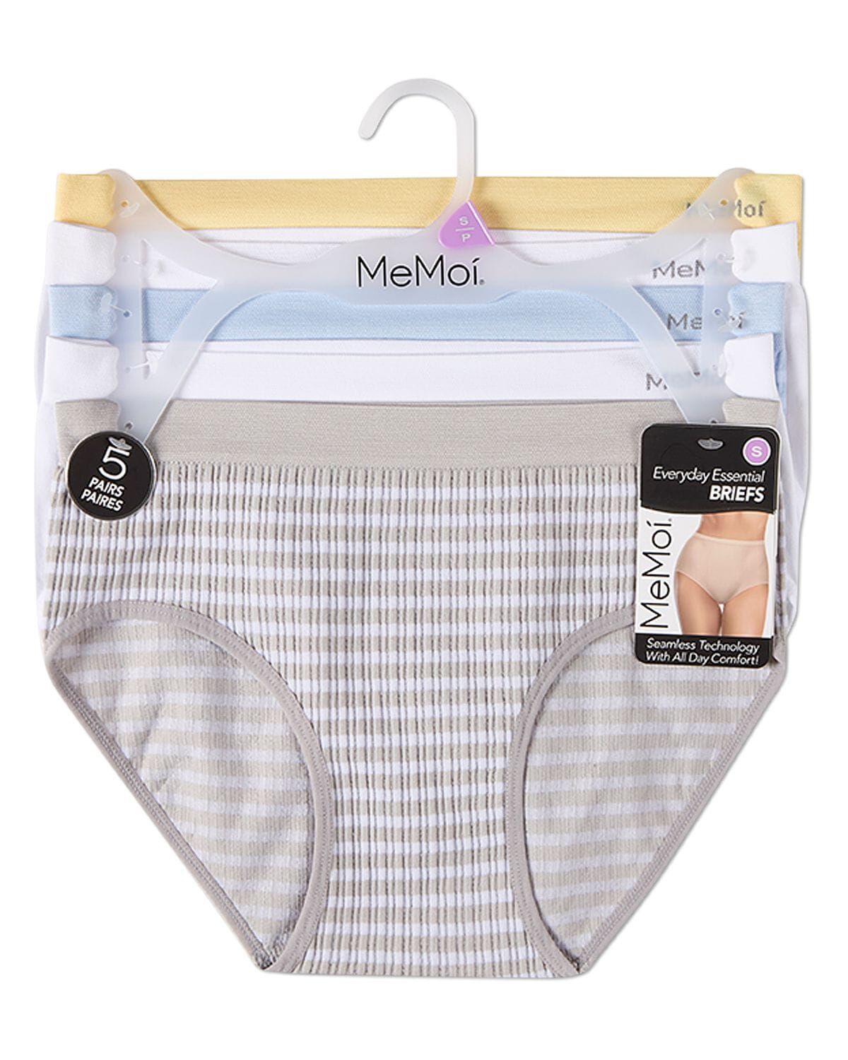 5 Pair Women's Seamless Striped Crinkle-Texture Ribbed Tag-Free Briefs, SPRING COLOR MULTI, alternate image number 1