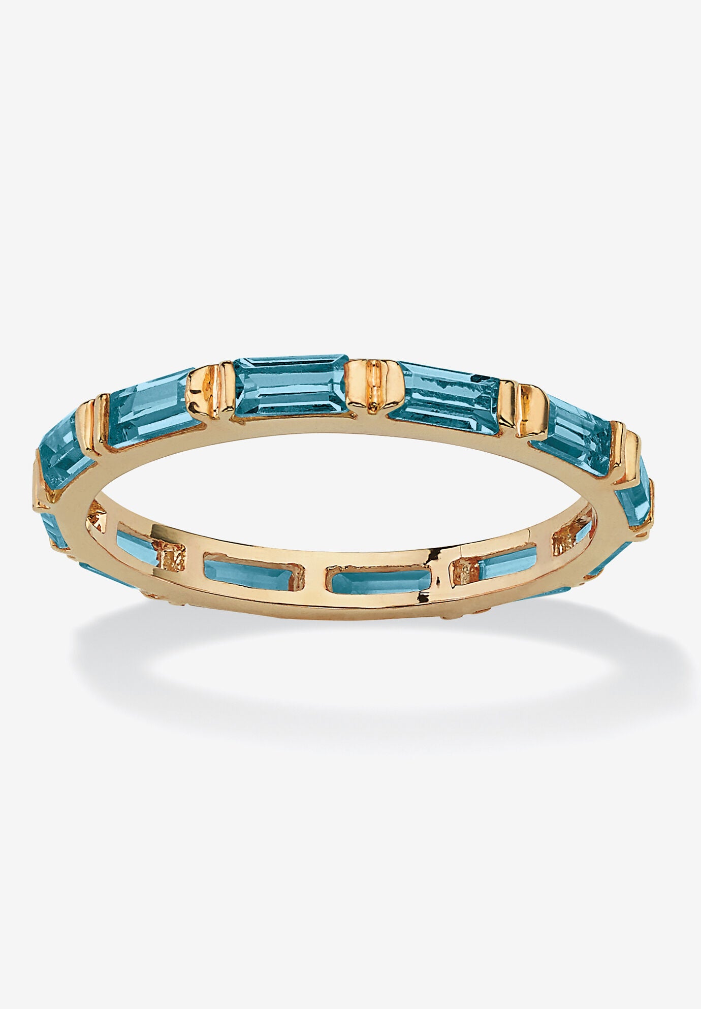 14K Yellow Gold-Plated Birthstone Baguette Eternity Ring, DECEMBER, hi-res image number 0
