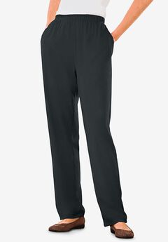 7-Day Straight-Leg Elastic-Waist Stretchy Knit Pant