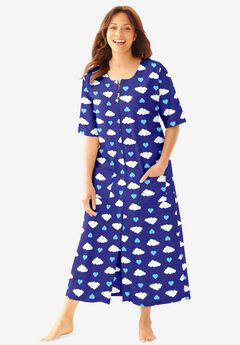 Long French Terry Zip-Front Robe