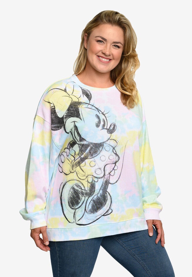 Minnie Mouse Sketch Tie-Dye Fleece Long Sleeve Sweatshirt, , alternate image number 2