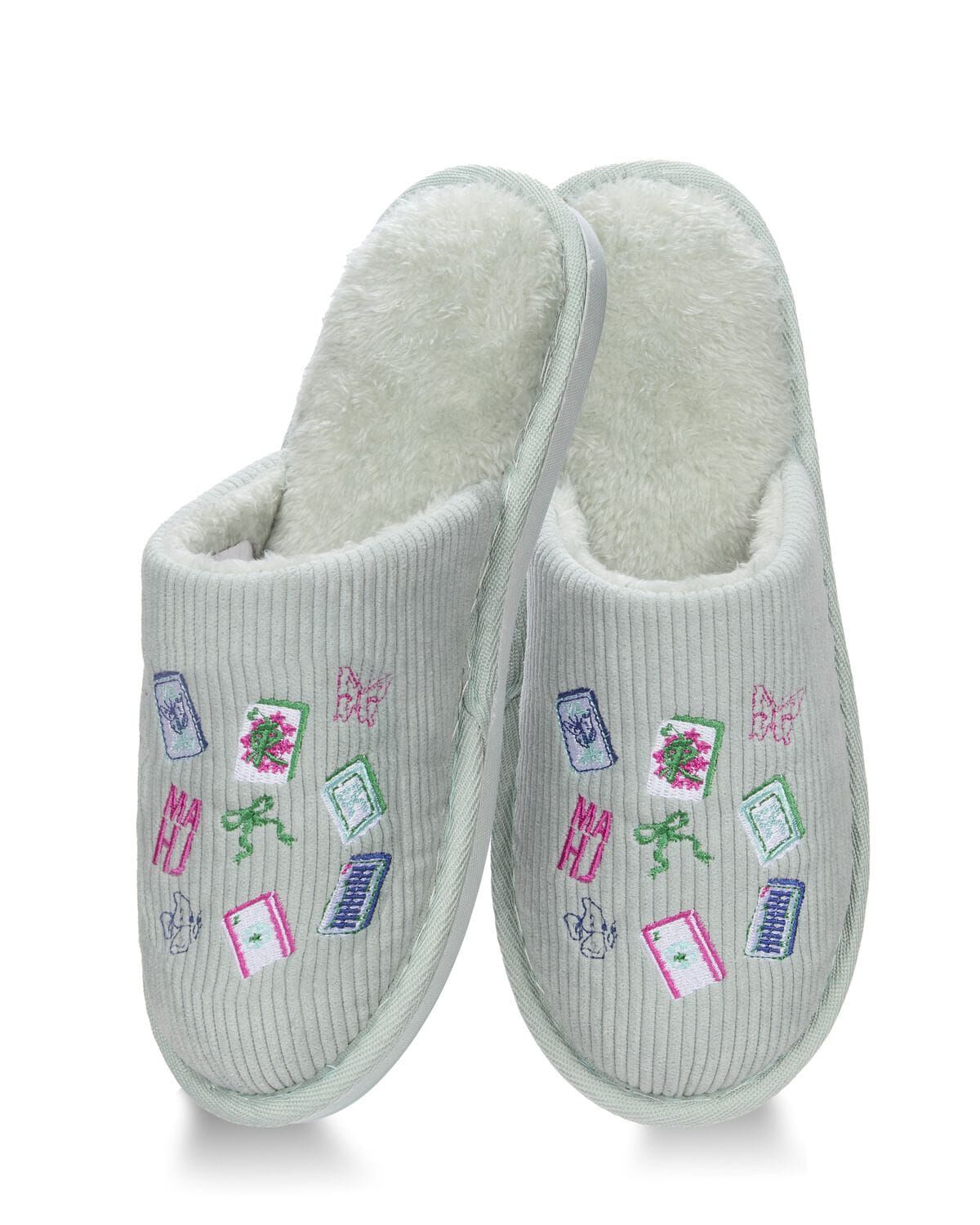 Mah Jong Plush Slippers, ICE BLUE, hi-res image number 0