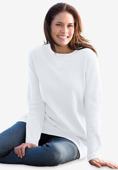 Long-Sleeve Crewneck Soft Waffle Knit Thermal Shirt