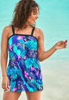 Banded Swim Dress, MULTI TROPICAL FLORAL, hi-res image number null