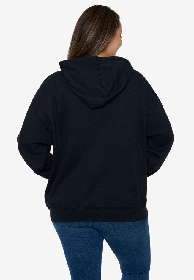 Women's Disney Mickey & Friends Hoodie Sweatshirt Black Zip Up, BLACK, on-hover image number 1