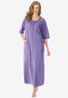 Long French Terry Zip-Front Robe
