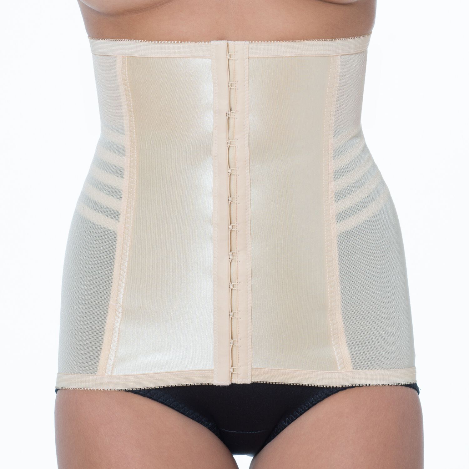 Shapette Powermesh Satin Panel Waist Cincher, BEIGE, hi-res image number 0