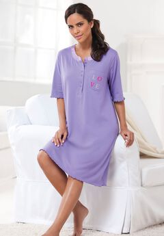 Satin Trim Cotton Sleepshirt