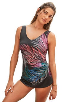 Sarong V-Neck Tummy Control One-Piece Swimsuit