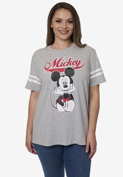Disney Mickey Mouse Striped Sleeve Varsity T-Shirt