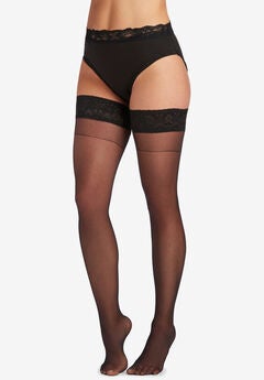 Silky Sheer Lace Top Thigh High Stockings