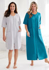 Long French Terry Zip-Front Robe, , alternate image number null