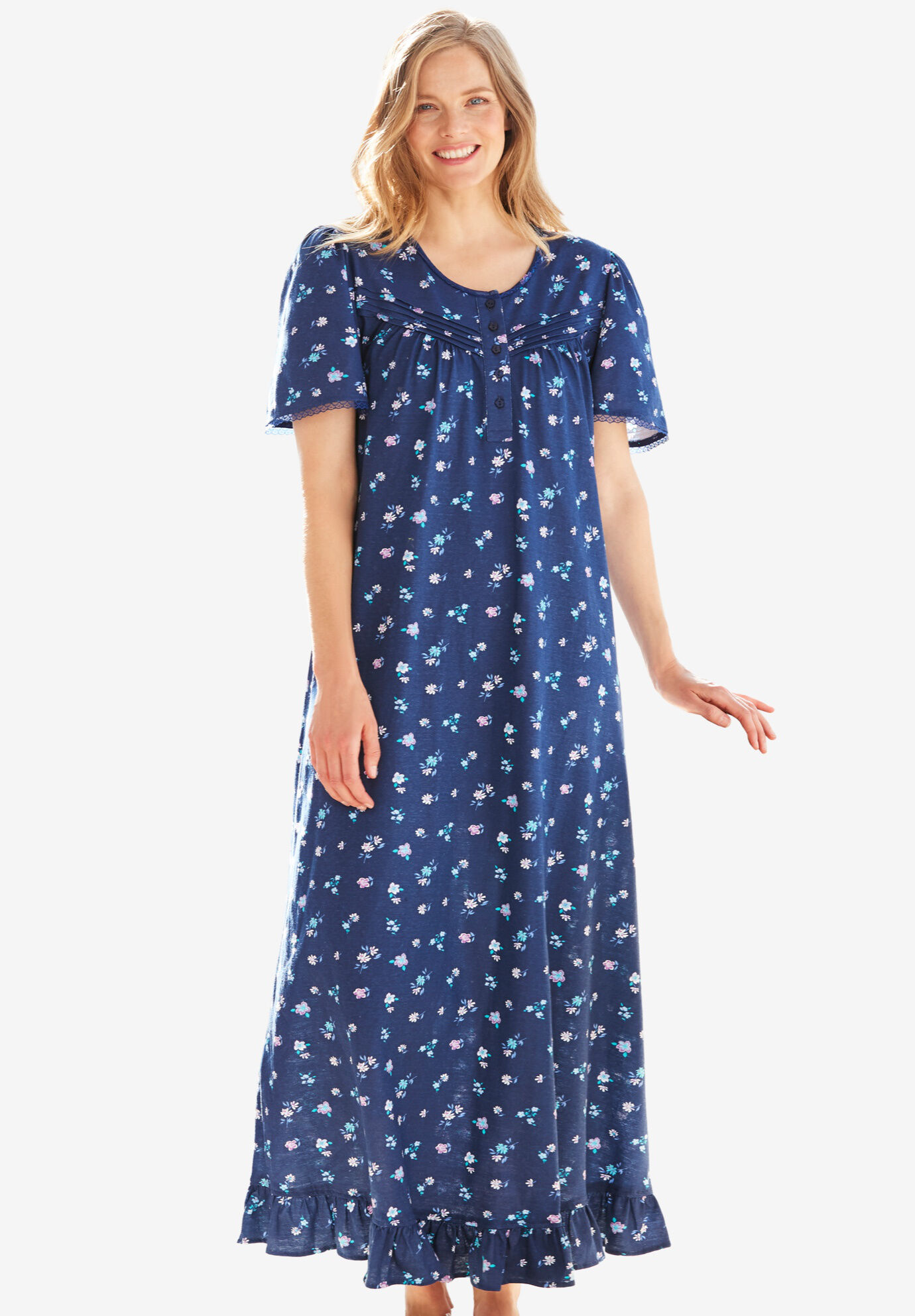 Only Necessities Women's Waltz Nightgown Tricot Nylon Plus Sizes Banana Yellow