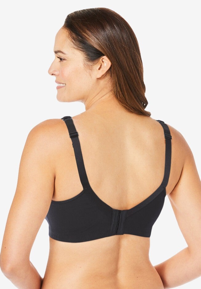 Cotton Comfort Wireless Bra, BLACK, on-hover image number 1