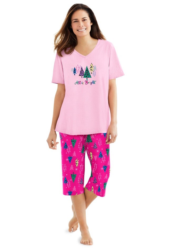 2-Piece Capri PJ Set, RASPBERRY SORBET ANIMAL TREE, hi-res image number 0