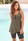 Longer-Length Tankini Top, GOLD FOIL DOTS, hi-res image number null