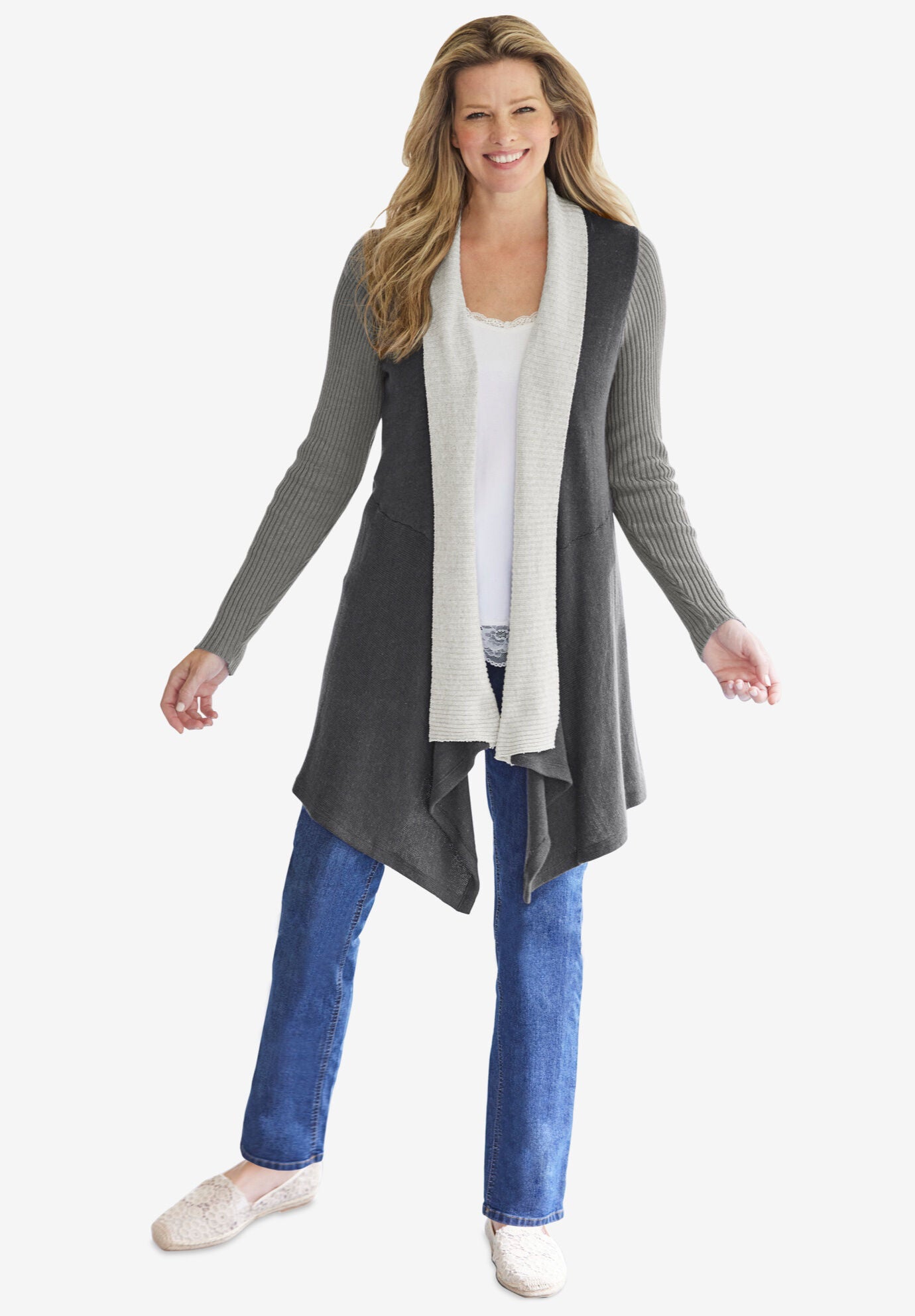Color block Drape Duster Cardigan Roaman s