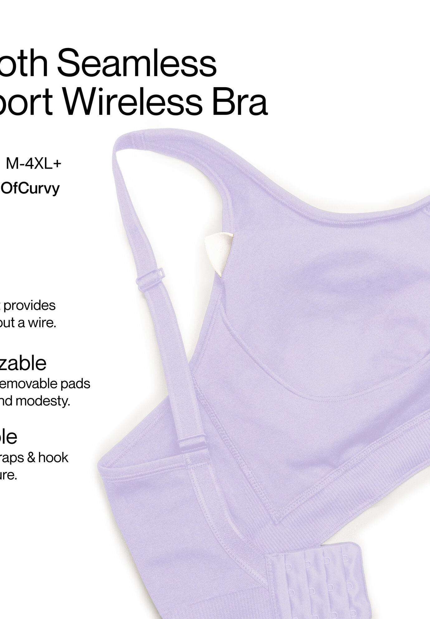 Smooth Seamless Support Wireless Bra, LAVENDER MIST, alternate image number 2