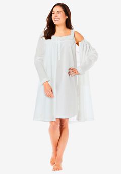 Short 2-Piece Cabbage-Rose Peignoir Set