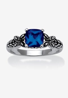 Cushion-Cut Birthstone Ring In Sterling Silver