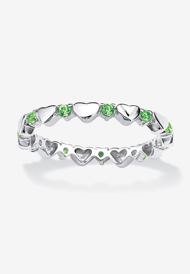 Simulated Birthstone Heart Eternity Ring, AUGUST, hi-res image number 0