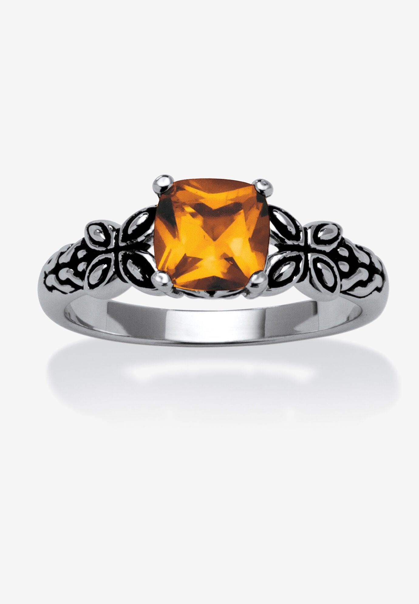 Cushion-Cut Birthstone Ring In Sterling Silver, NOVEMBER, hi-res image number 0