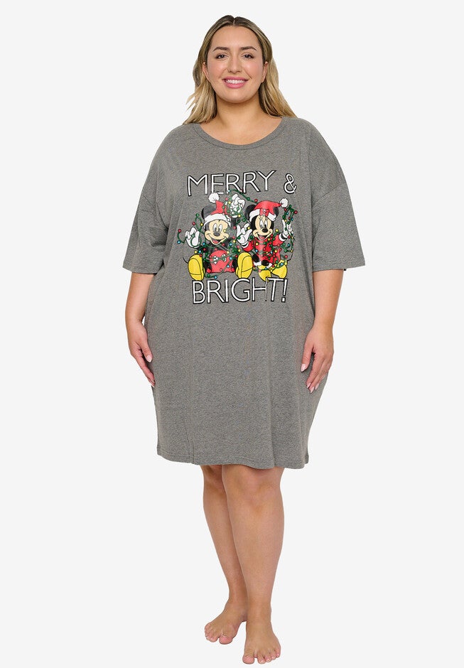 Disney Christmas Mickey & Minnie Sleep Night Pajamas T-Shirt, GRAY, hi-res image number 0