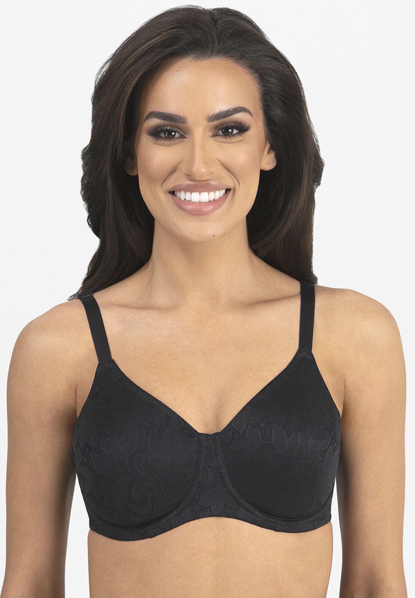 Jacqueline Jacquard Minimizer Bra Intimate Apparel, BLACK, hi-res image number 0