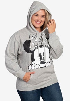 Disney Minnie Mouse Peeking Hoodie Sweatshirt Gray