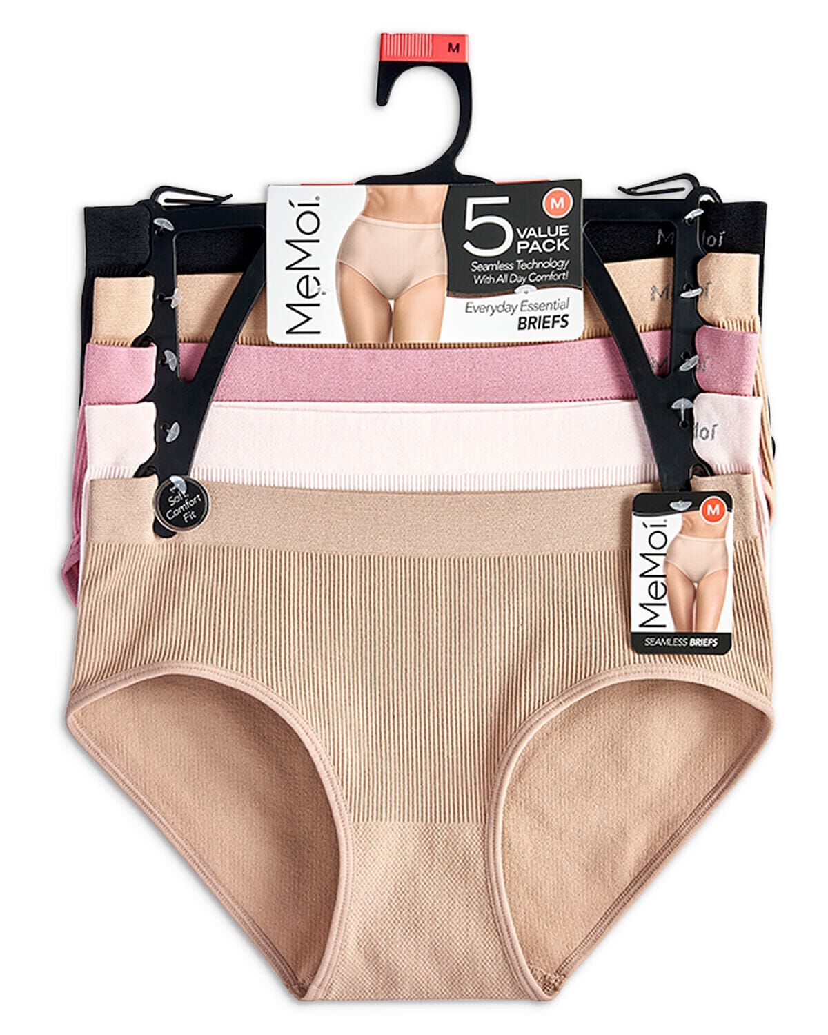 5 Pair Women's Seamless Pin-Rib Tag-Free Full-Coverage Brief Panties, PALE LILAC, alternate image number 1