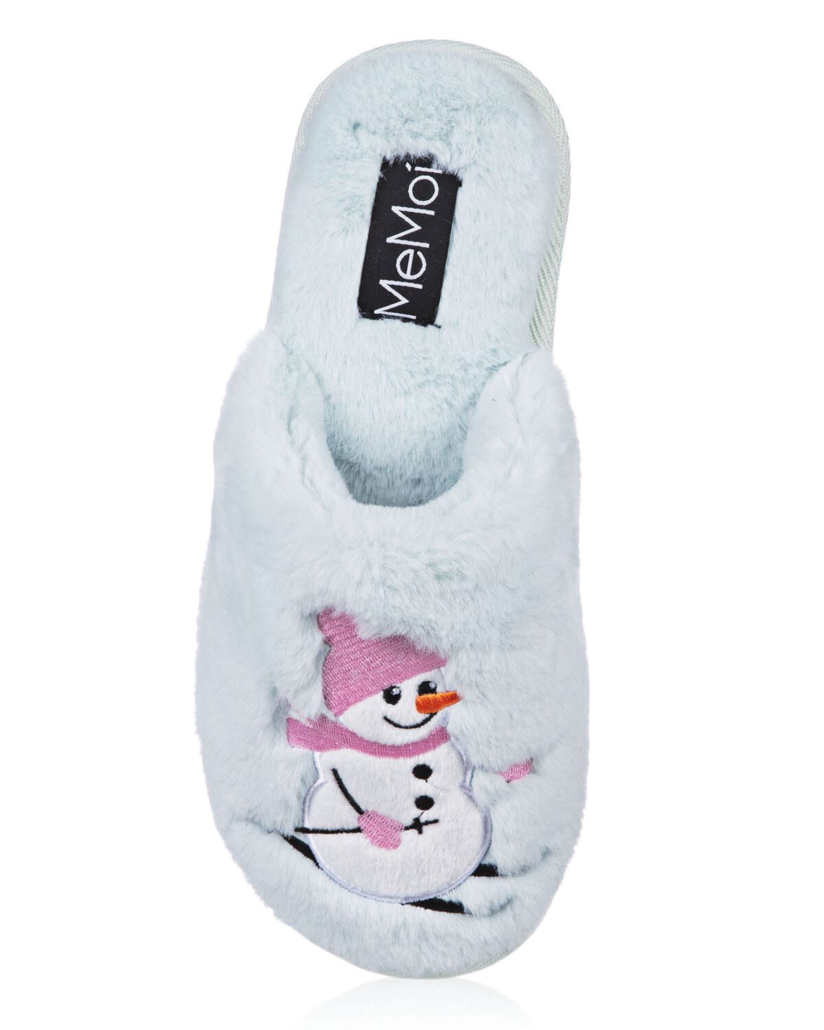 Women's Snowman Ski-Sons Hard Bottom Plush Slippers, LIGHT BLUE, alternate image number 2