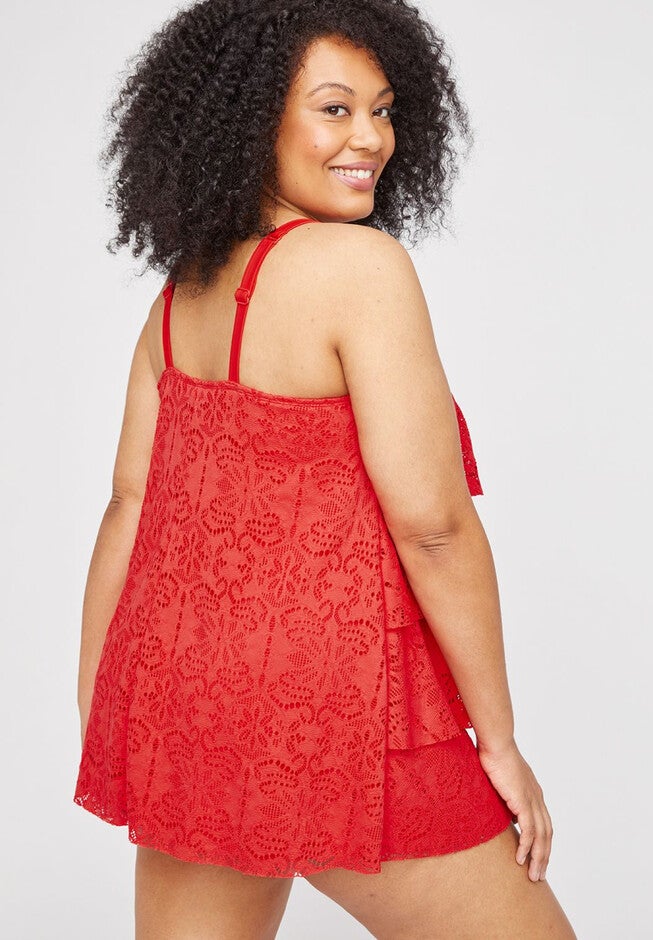 Crochet Flounce Swimdress, , on-hover image number 1