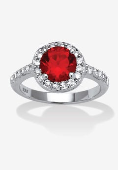 Sterling Silver Simulated Birthstone and Cubic Zirconia Ring