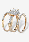 Cubic Zirconia Princess-Cut Bridal Ring Set in Gold over Silver, , on-hover image number null