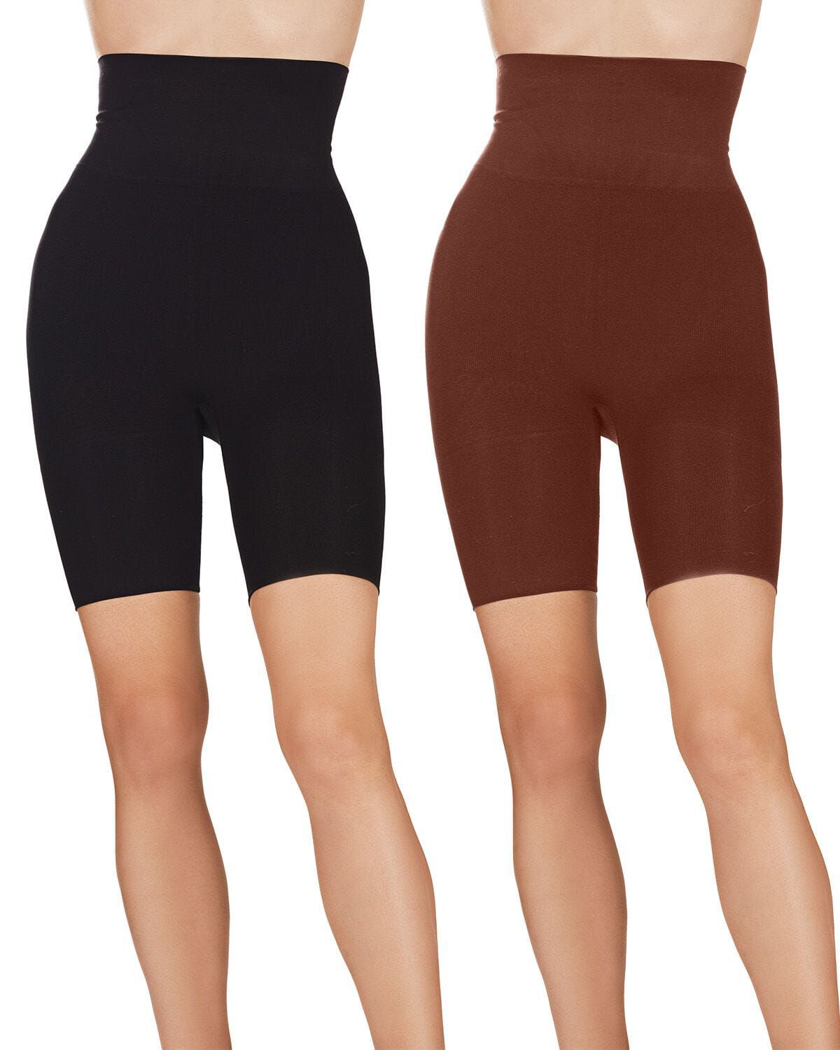 2 Pair Women's High-Waist Thigh Shapers, MOCHA BLACK, alternate image number 1