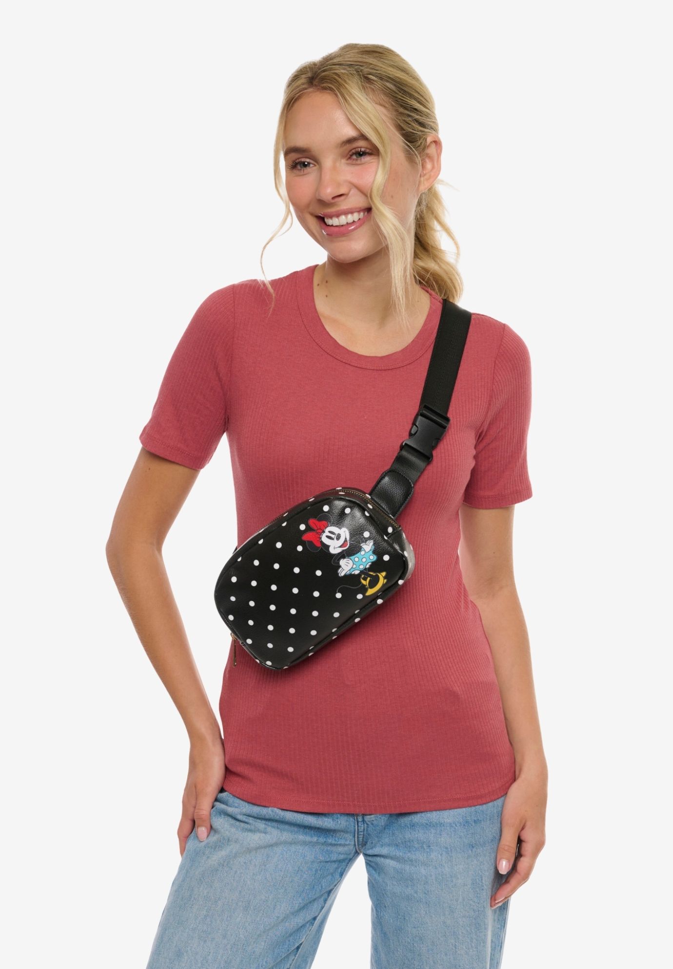 Women's Disney Minnie Mouse Belt Bag Fanny Pack Waist Bag Crossbody, BLACK, alternate image number 3