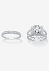 Cubic Zirconia Round Bridal Ring Set in Platinum over Sterling Silver, , alternate image number null
