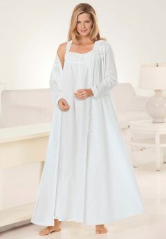 Long 2-Piece Cabbage-Rose Peignoir Set