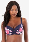 Lace-Trim Underwire Bra , NAVY ROSE, hi-res image number null