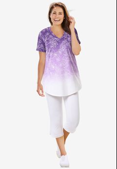 Two-Piece V-Neck Tunic & Capri Set