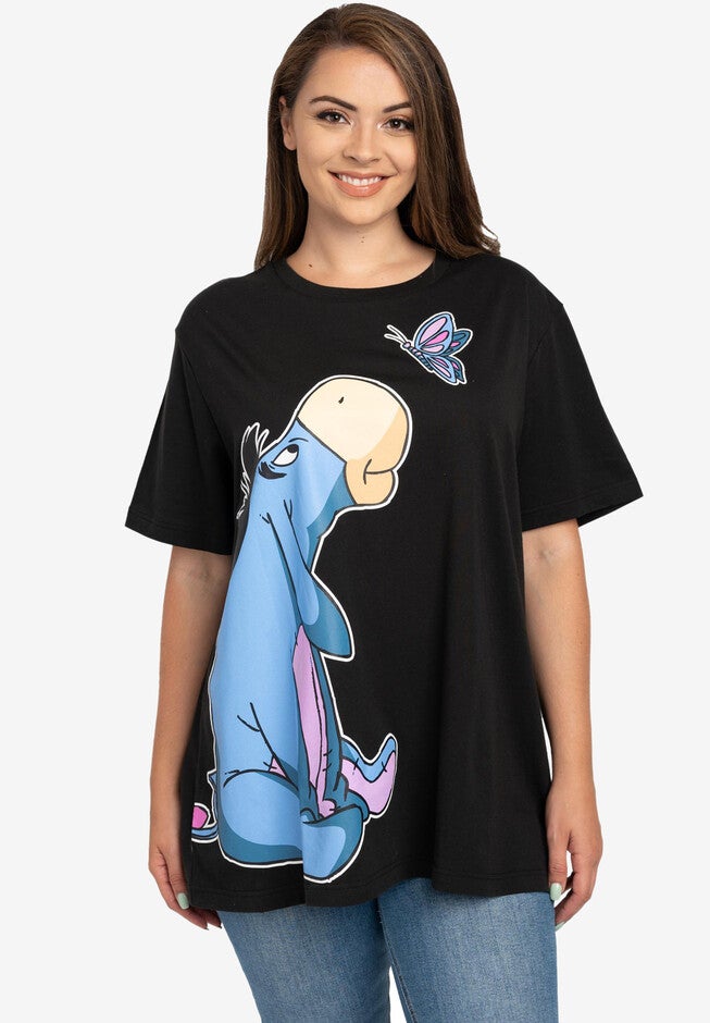 Women's Plus Size Disney Eeyore Butterfly Black Short Sleeve T-Shirt, , alternate image number 2