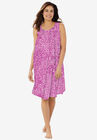 Pintuck Cooling Sleeveless Sleepshirt, PARADISE PINK ANIMAL, hi-res image number null