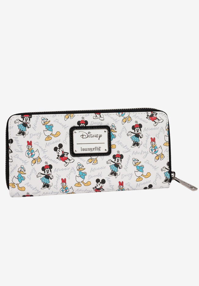 Loungefly x Disney Women's Mickey Minnie Donald Daisy Zip Around Clutch Wallet, MULTI, hi-res image number 0