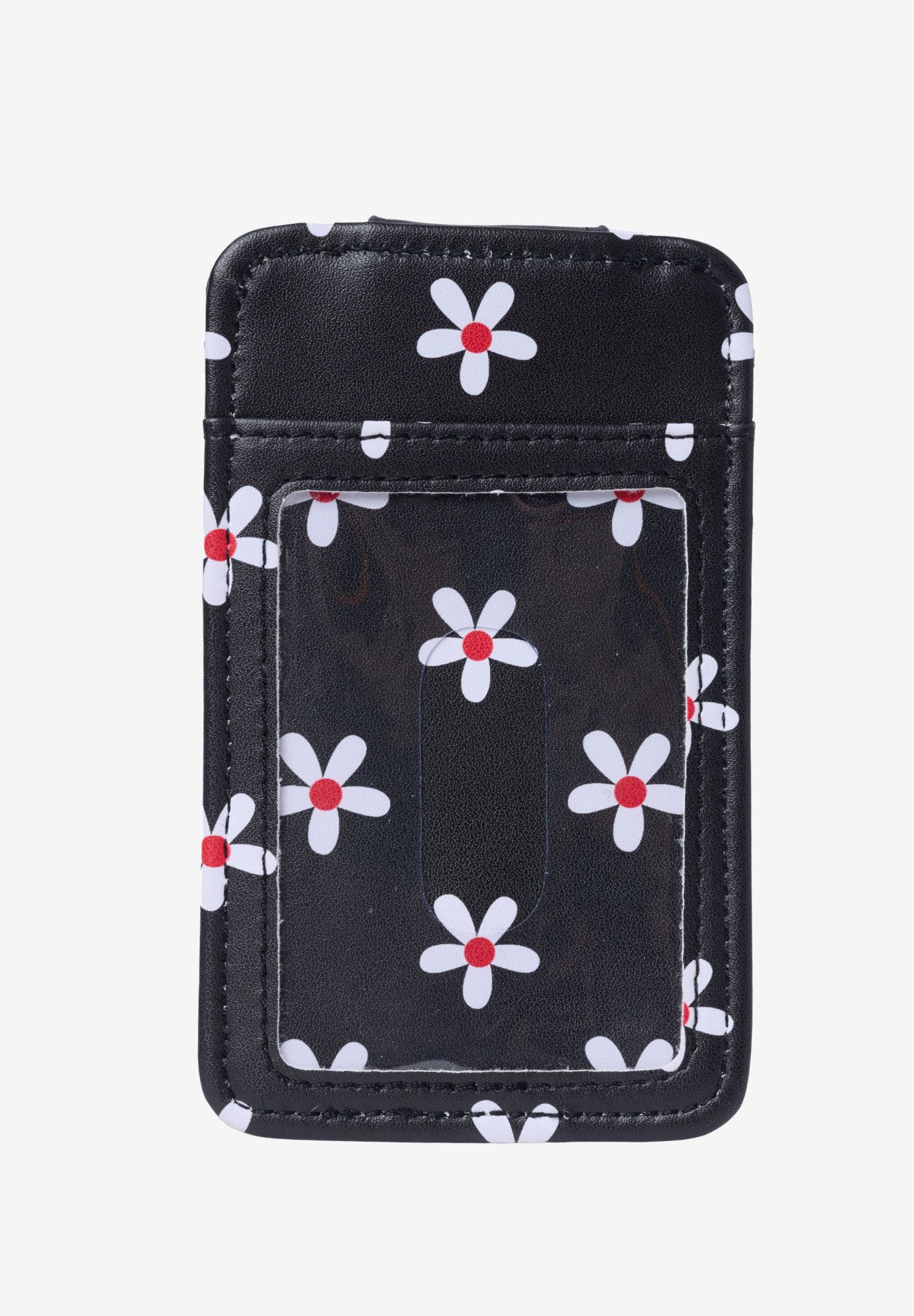 Disney Minnie Mouse Daisy Slim Card Holder Wallet Black Floral ID Case, BLACK, on-hover image number 1