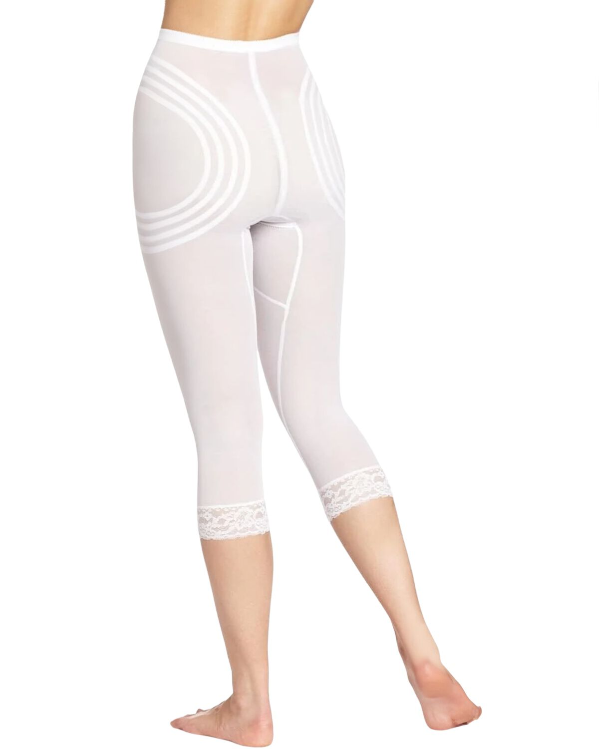 Firm to Extra Firm Support Breathable Waistline Capri Pant Liner With Power Mesh Fabric, WHITE, on-hover image number 1