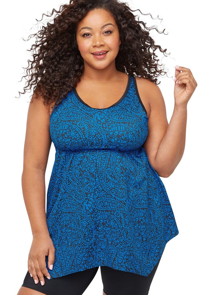 Windrush Tankini Top, BLUE PAISLEY BLACK, hi-res image number null