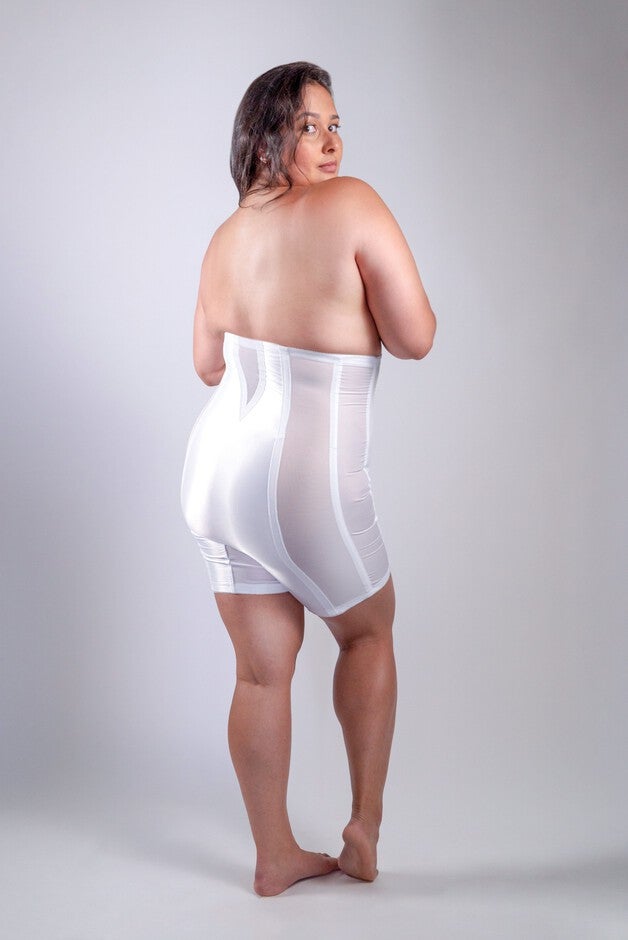 Extra Firm Shaping High Waist Thigh Shaper with Side Zipper, WHITE, on-hover image number 1