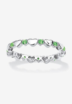 Simulated Birthstone Heart Eternity Ring