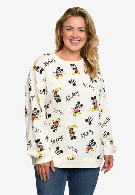 Mickey Mouse All-Over Print Fleece Long Sleeve Sweatshirt, GREY, hi-res image number null