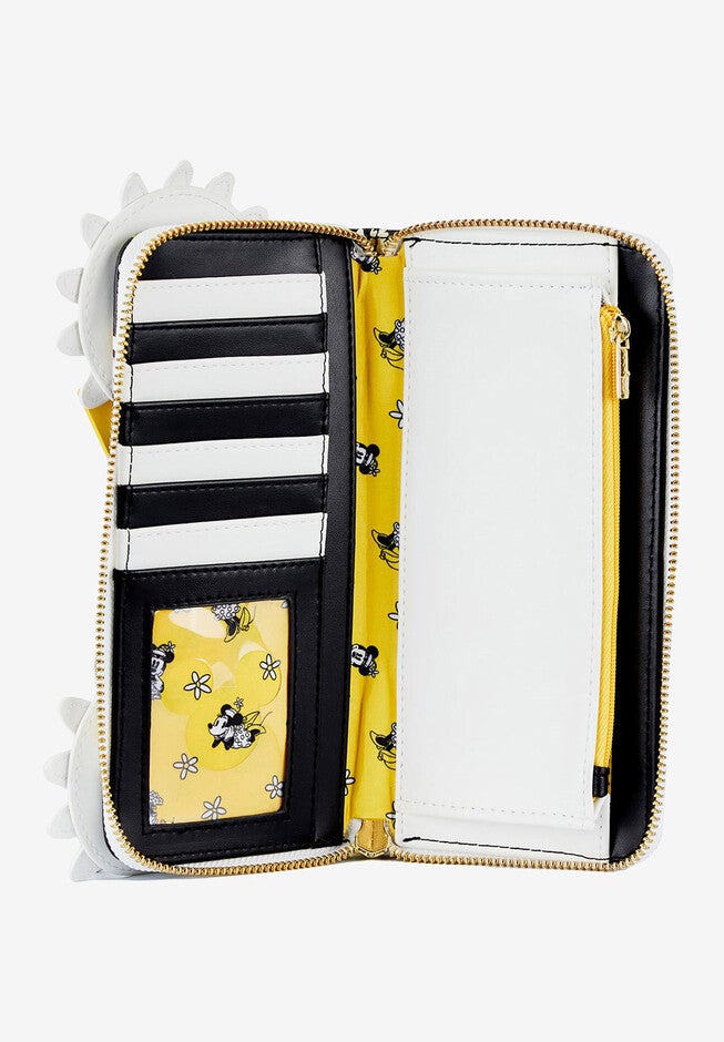 Loungefly X Disney Minnie Mouse Daisies Zip Around Wallet Bow Black, , alternate image number 2